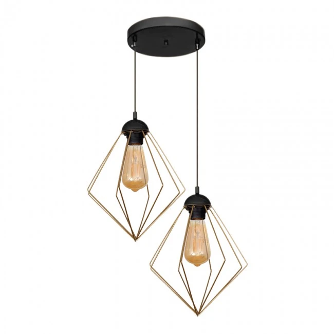 Nura Megapap E27 metallic double-light in gold color 40x40x70cm.