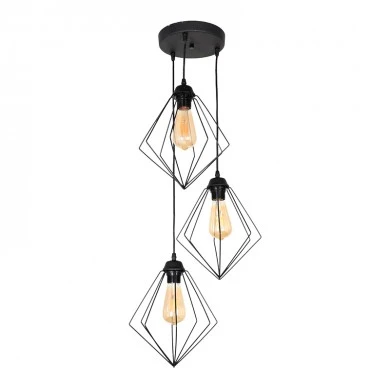 Nura Megapap metallic three-light ceiling light E27  in black color 21x21x70cm.