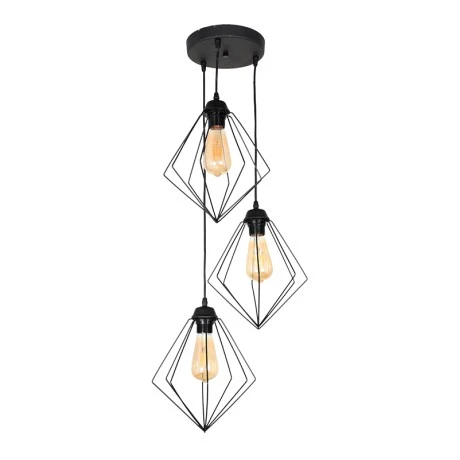 Nura Megapap metallic three-light ceiling light E27  in black color 21x21x70cm.