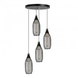 Orazio Megapap E27 metallic four-light ceiling light in black color 30x30x70cm.
