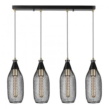 Orazio Megapap E27 metallic four-light ceiling light in black color 65x12x70cm.