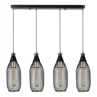 Orazio Megapap E27 metallic four-light ceiling light in black color 65x12x70cm.