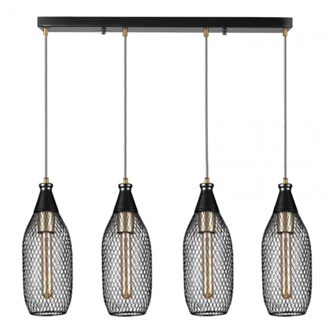 Orazio Megapap E27 metallic four-light ceiling light in black color 65x12x70cm.
