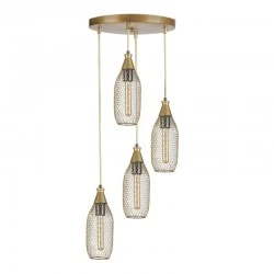 Orazio Megapap E27 metallic four-light ceiling light in gold color 30x30x70cm.