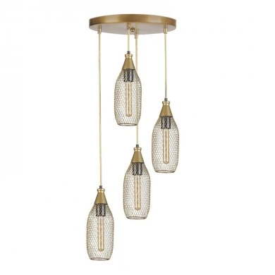 Orazio Megapap E27 metallic four-light ceiling light in gold color 30x30x70cm.