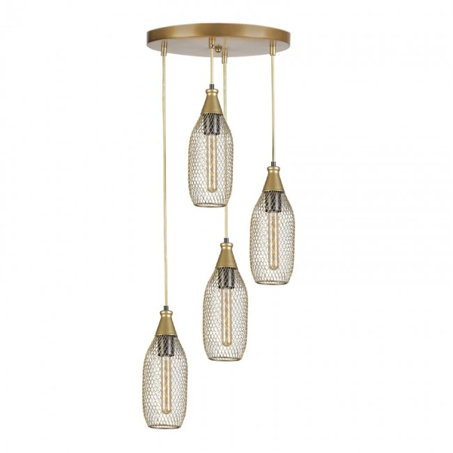 Orazio Megapap E27 metallic four-light ceiling light in gold color 30x30x70cm.