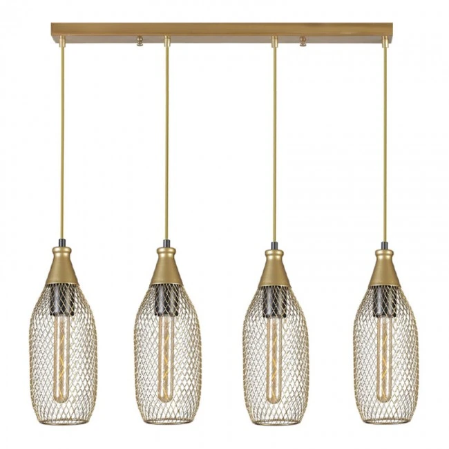 Φωτιστικό οροφής Orazio Megapap E27 μεταλλικό τετράφωτο χρώμα χρυσό 65x12x70εκ.