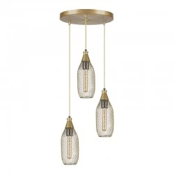 Orazio Megapap E27 metallic three-light ceiling light in gold color 30x30x70cm.