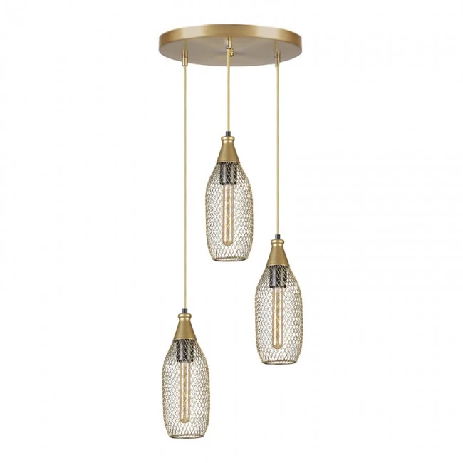 Orazio Megapap E27 metallic three-light ceiling light in gold color 30x30x70cm.