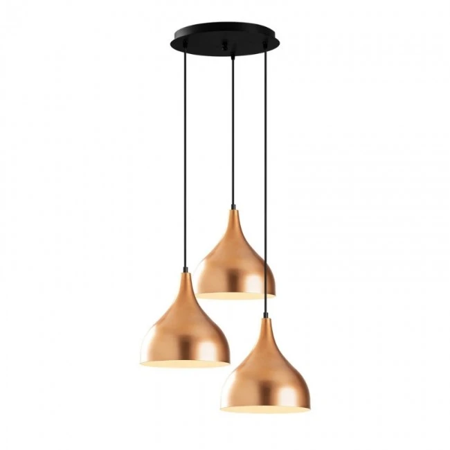 Oslo Megapap E27 metallic three-light ceiling light in copper color 47x30x122cm.