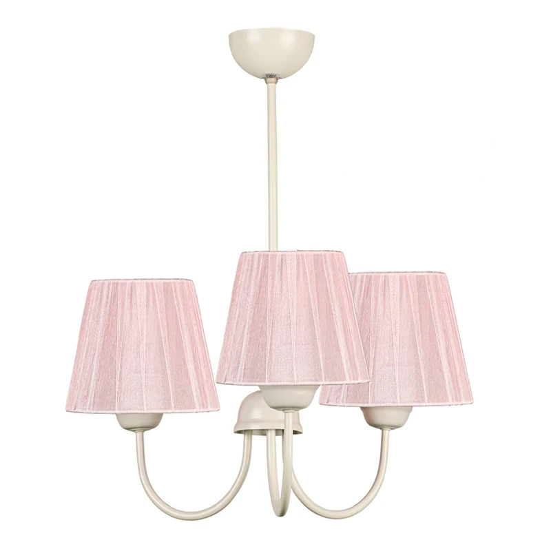Ovana Megapap E27 metal - fabric three-lights ceiling light in pink color 45x45x50cm.