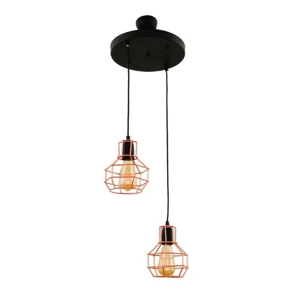 Perro two-light metallic roof lamp in black - bronze color Φ35x115cm.