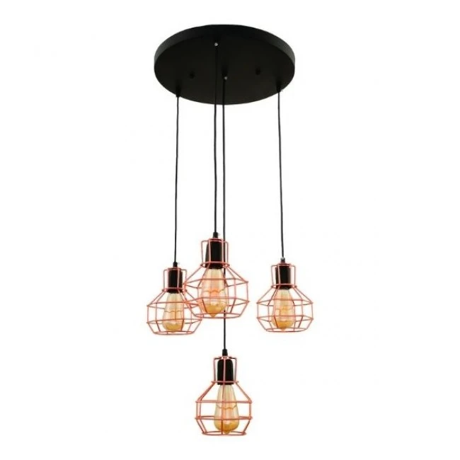 Perro four-lights metallic roof lamp in black - bronze color Φ45x105-115cm.