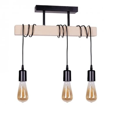 Radovan Megapap E27 wooden/metallic ceiling three-light in natural - black color 49x5x50cm.