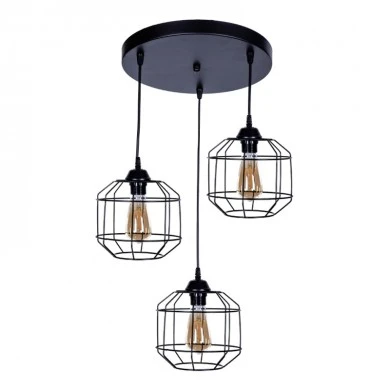 Rago Megapap E27 metallic ceiling three-light in black color 50x40x80cm.