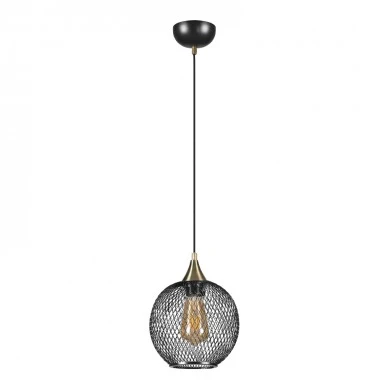 Rita Megapap E27  metallic single-light ceiling light in black color 18x18x70cm.
