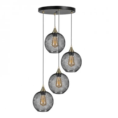 Rita Megapap E27  metallic four-light ceiling light in black color 35x35x70cm.
