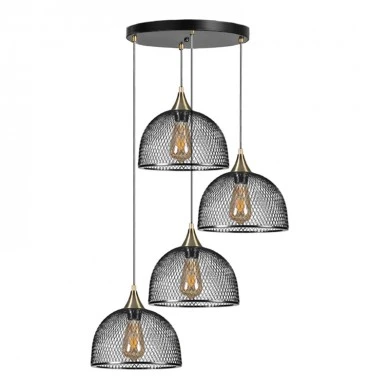Rosa Megapap E27 metallic four-light ceiling light in black color 35x35x70cm.
