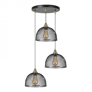 Rosa Megapap E27 metallic three-light ceiling light in black color 30x30x70cm.