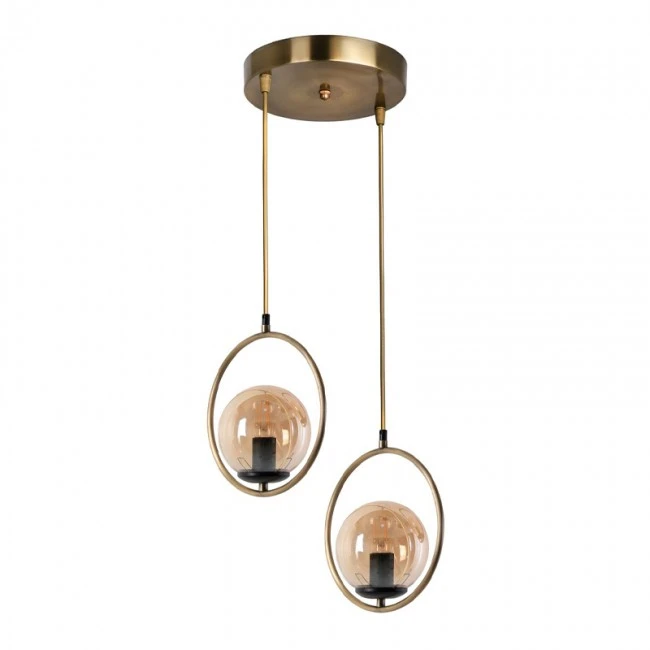 Rosaleen Megapap metallic double-light ceiling light in golden color 25x25x70cm.