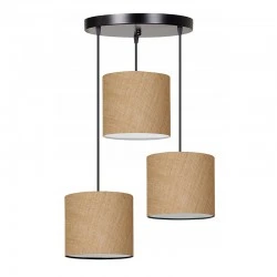 Rosie Megapap juta fabric ceiling 3-light in natural color 15x15x90cm.