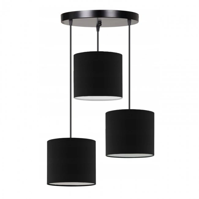 Rosie Megapap fabric ceiling 3-light in black color 15x15x90cm.