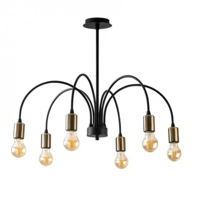 Samba Megapap E27 metallic six-light ceiling light in black color Ø68x50cm.