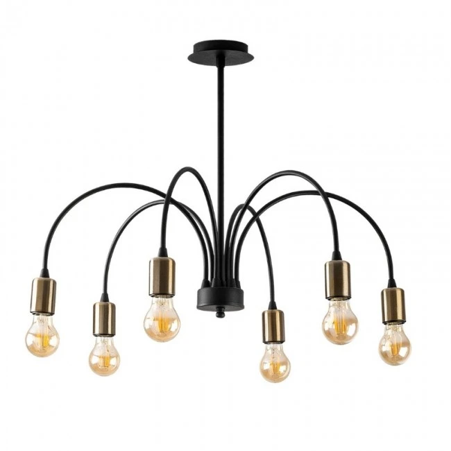 Samba Megapap E27 metallic six-light ceiling light in black color Ø68x50cm.