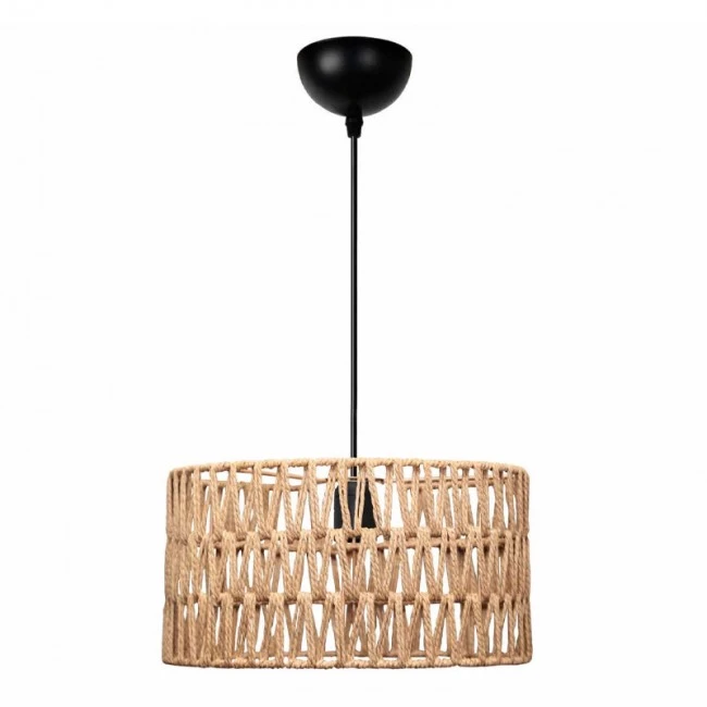 Φωτιστικό οροφής Sarkiz Megapap E27 από σχοινί μονόφωτο χρώμα φυσικό Ø30x70εκ.