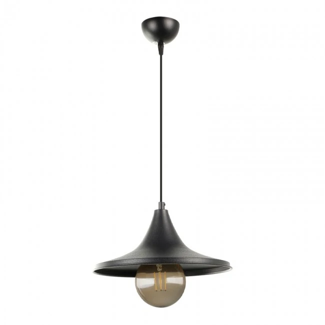 Silia Megapap E27 metal single-light ceiling light in black color 27x27x65cm.