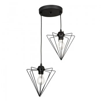 Stormie Megapap metallic two-light ceiling light E27  in black color 21x21x70cm.