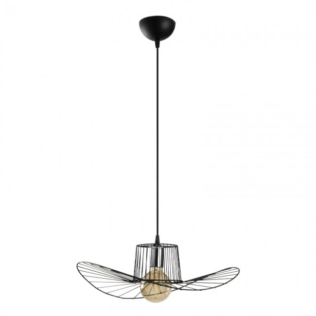 Tel Megapap E27 metallic ceiling lamp in black color Φ49x110cm.