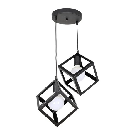 Thora Megapap metallic two-light ceiling light E27  in black color 22x22x70cm.