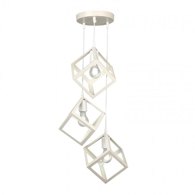 Thora Megapap metallic three-light ceiling light E27  in white color 22x22x70cm.