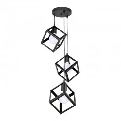 Thora Megapap metallic three-light ceiling light E27  in black color 22x22x70cm.