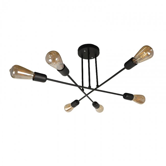 Uriela Megapap metallic six-light ceiling light E27 in black color 64x64x29cm.