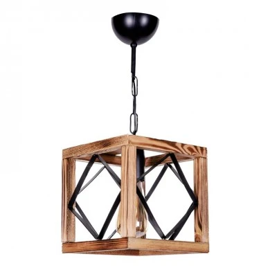 Vera Megapap E27 wooden ceiling light in natural - black color 20x20x50cm.