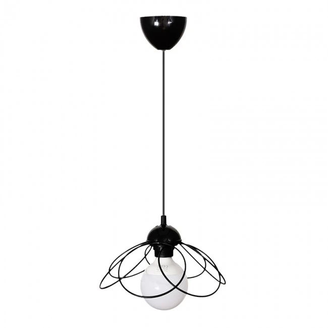 Zufash Megapap E14 metallic single-light ceiling light in black color 25x25x60cm.