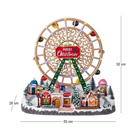 XMAS FERRIS WHEEL ANIMATED WITH ADAPTOR LIGHTS MUSIC AND MOVEMENT 50Χ28Χ50CM
