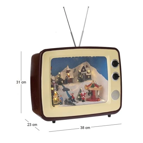 XMAS RESIN TV ANIMATED WITH ADAPTOR LED LIGHTS, MUSIC AND MOVEMENT 38X23X31CM