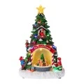 CHRISTMAS RESIN TREE WITH ADAPTOR LED LIGHT, MOVEMENT AND MUSIC 21,5X17,5X32CM