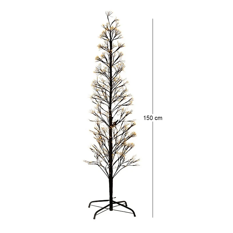 ILLUMINATED XMAS TREE 150CM WITH 2000 WARM WHITE LED ON BLACK METAL BASE D45CM