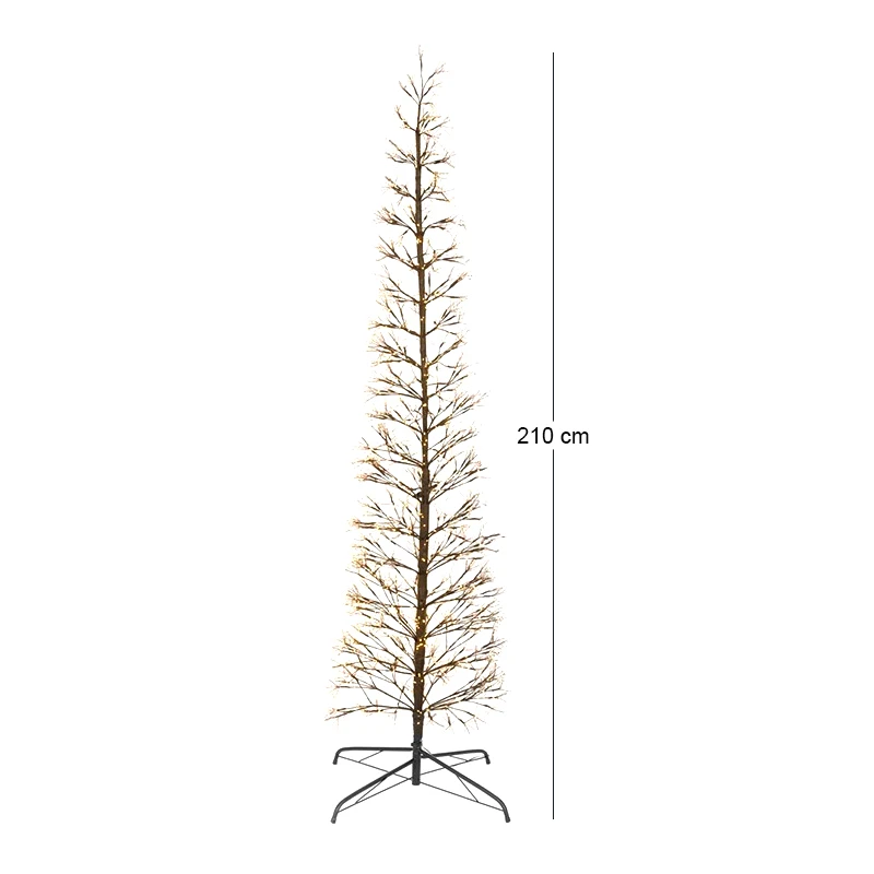 ILLUMINATED XMAS TREE 210CM WITH 4000 WARM WHITE LED ON BLACK METAL BASE D70CM