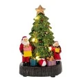 XMAS RESIN LIGHTED TREE WITH GIFTS AND SANTA 10X8X16CM BATTERY OPPERATED