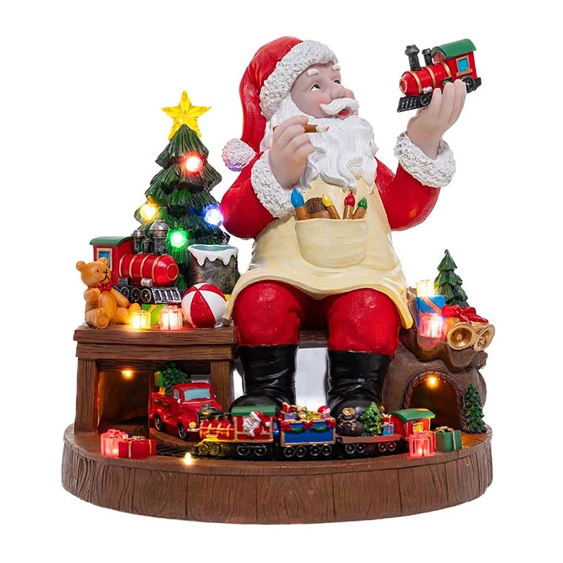 CHRISTMAS MUSICAL SANTA WITH ROTATING TRAIN WITH ADAPTOR 40X40.5X41CM