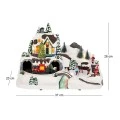 XMAS LIGHTED VILLAGE WITH SKI SLOPE AND ANIMATED TRAIN INCLUDING ADAPTOR 37X22,5X26CM