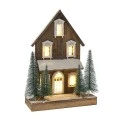 XMAS BROWN LIGHTING HOUSE 32x14x45CM W 10LED