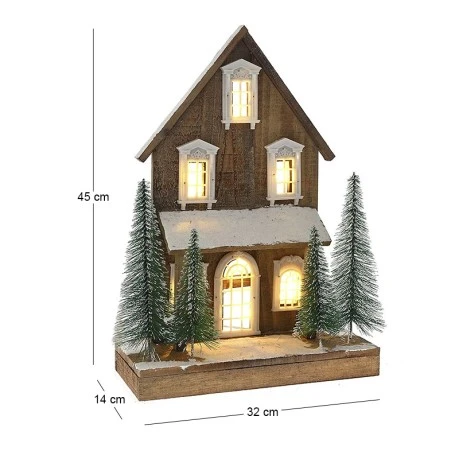 XMAS BROWN LIGHTING HOUSE 32x14x45CM W 10LED
