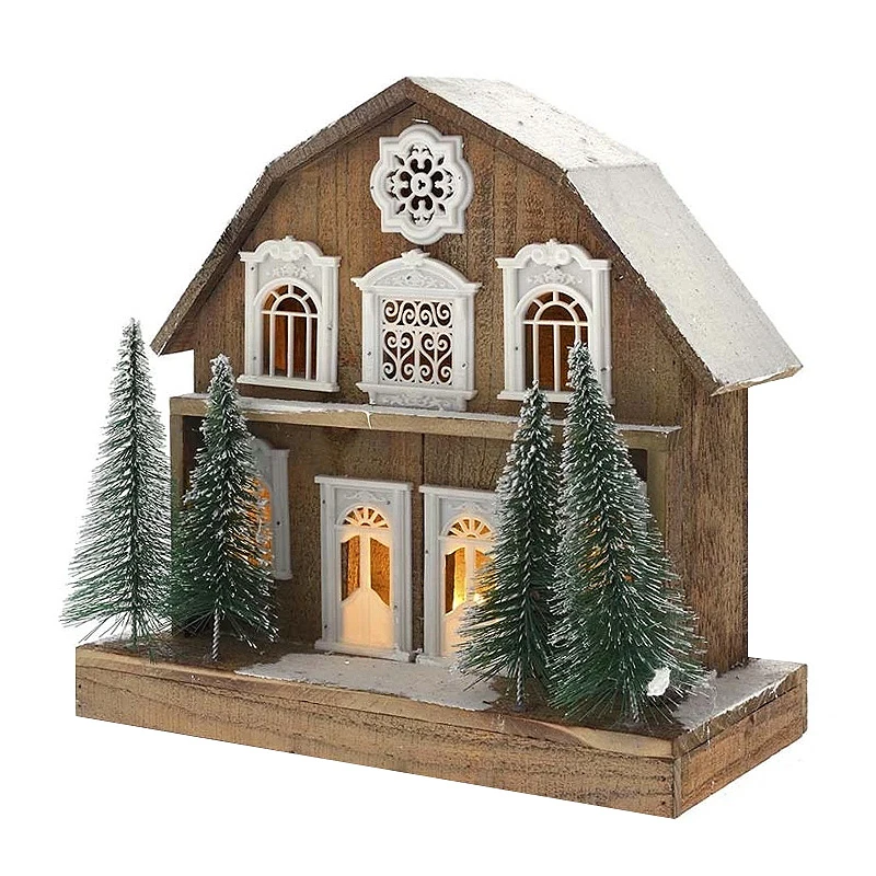 XMAS BROWN LIGHTING HOUSE 35x16x34CM W 10LED