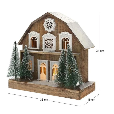 XMAS BROWN LIGHTING HOUSE 35x16x34CM W 10LED
